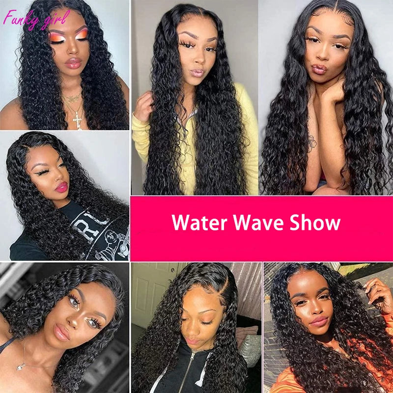 Water Wave 100% Brazilian Curly Hair 13x4 Lace Front Wig 100% Real Human Hair Wigs Natural Color Wigs For Black Women Super Deal