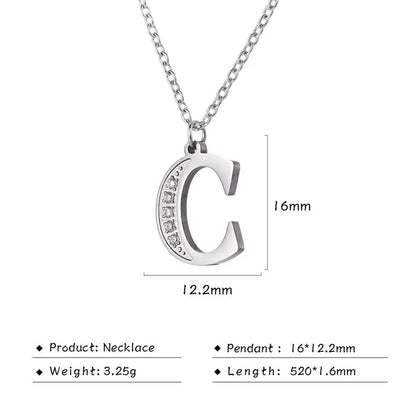 My Shape Letter A-Z Clear Zircon Stainless Steel Necklace for Girls Women Necklaces Alphabet Initials Pendant Choker Jewelry