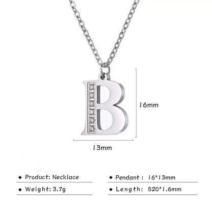 My Shape Letter A-Z Clear Zircon Stainless Steel Necklace for Girls Women Necklaces Alphabet Initials Pendant Choker Jewelry