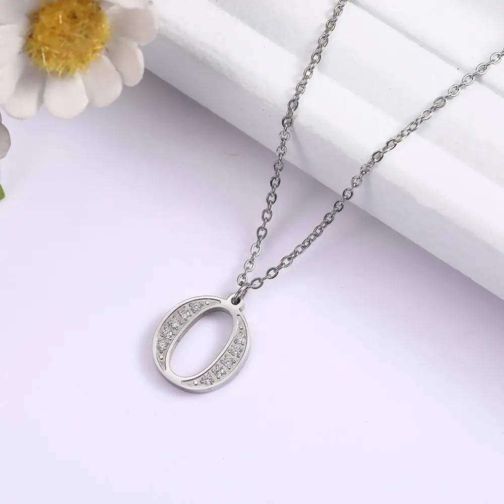 My Shape Letter A-Z Clear Zircon Stainless Steel Necklace for Girls Women Necklaces Alphabet Initials Pendant Choker Jewelry