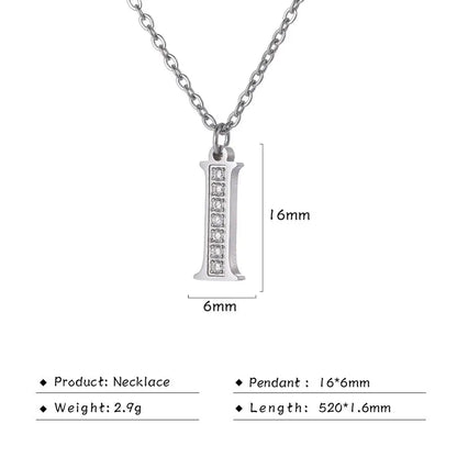 My Shape Letter A-Z Clear Zircon Stainless Steel Necklace for Girls Women Necklaces Alphabet Initials Pendant Choker Jewelry
