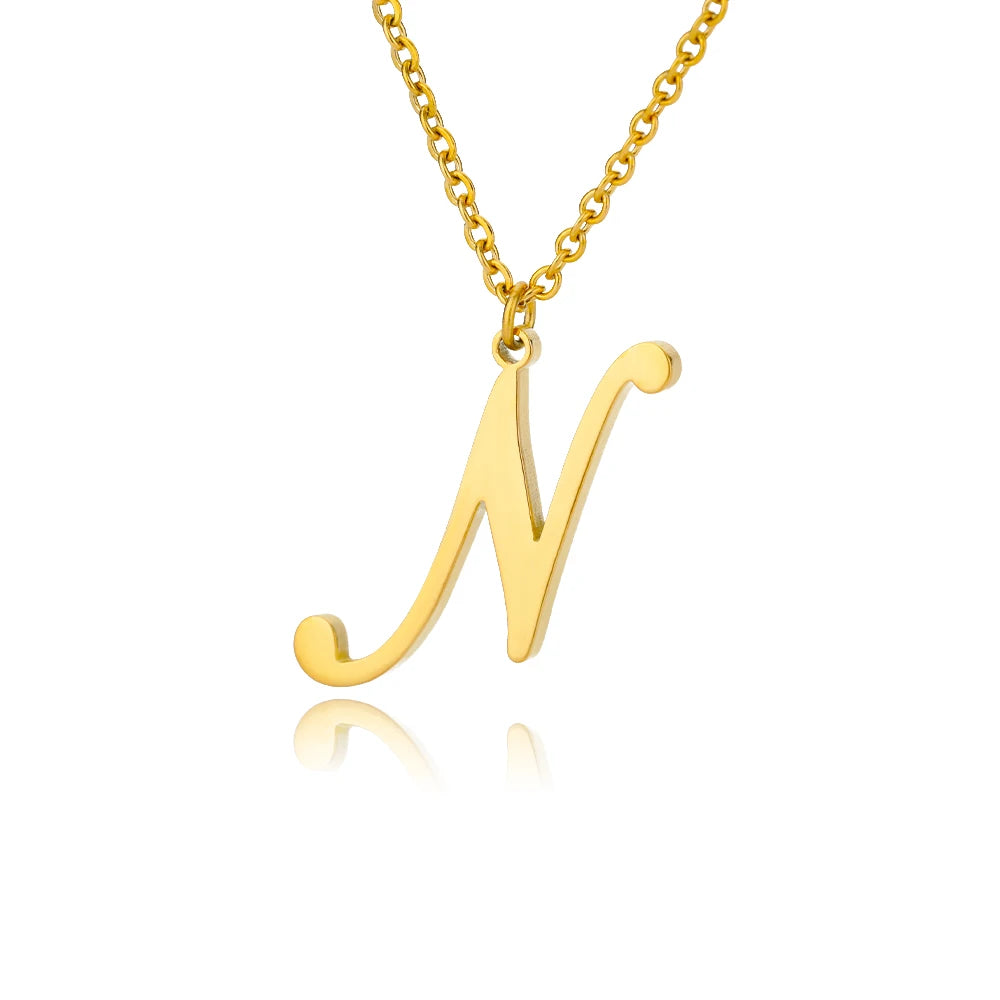 Dainty Initial Letter Necklaces For Women Gold Color Minimalist Stainless Steel Initial Necklace Femme Wedding Jewelry Gift