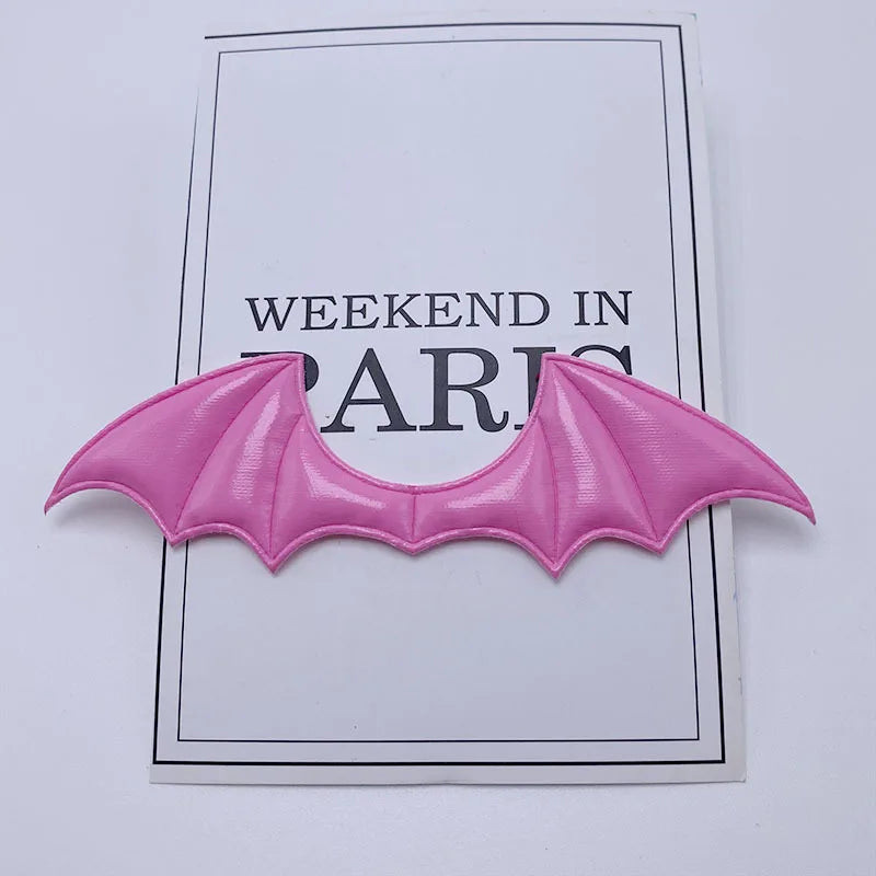 15Pcs/Lot 14.5*4CM Leather Fabric Demon Bat Wings Padded Appliques For DIY Halloween Costume Vampire Hair Clip Decoration Patch