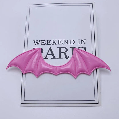 15Pcs/Lot 14.5*4CM Leather Fabric Demon Bat Wings Padded Appliques For DIY Halloween Costume Vampire Hair Clip Decoration Patch