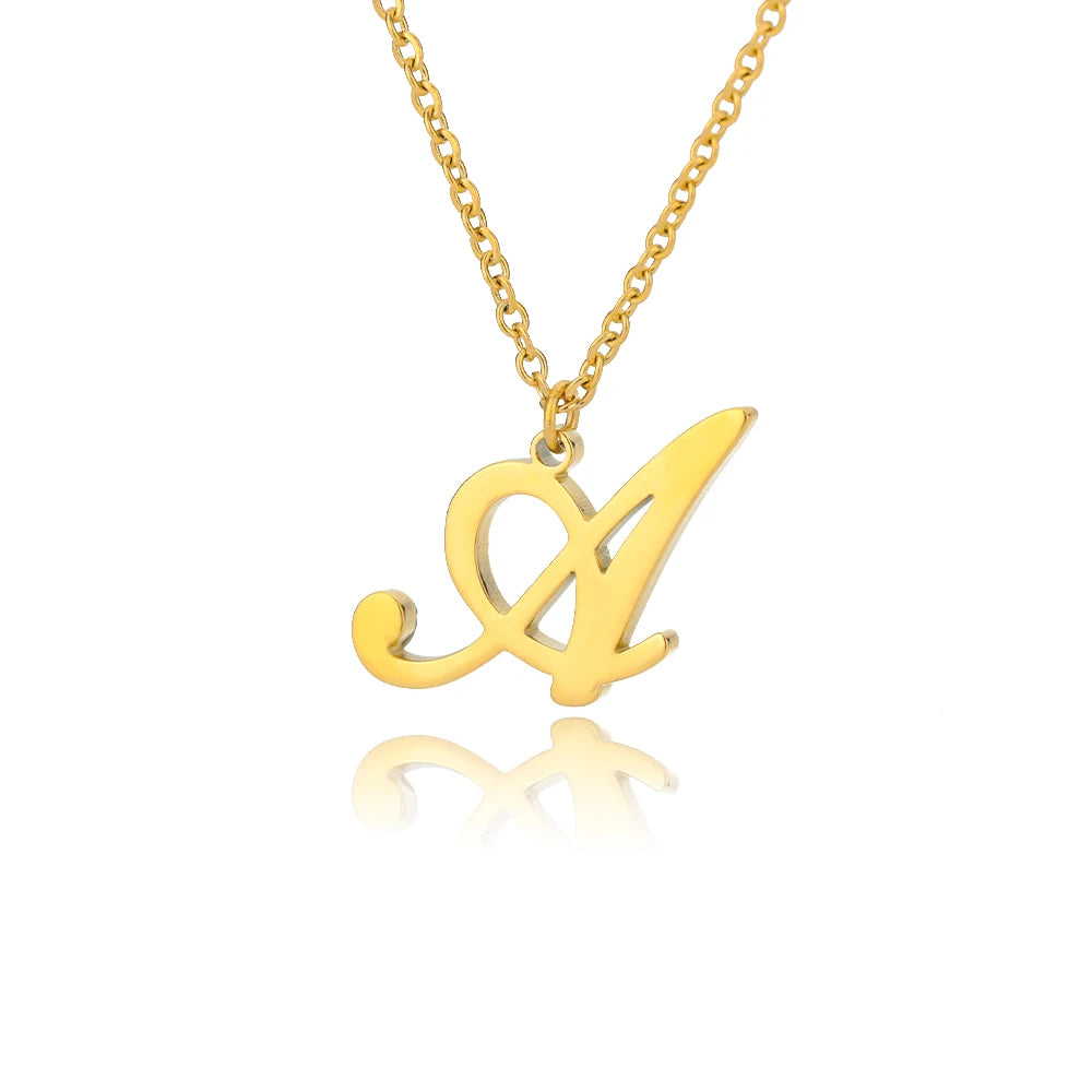 Dainty Initial Letter Necklaces For Women Gold Color Minimalist Stainless Steel Initial Necklace Femme Wedding Jewelry Gift