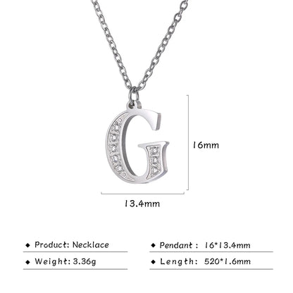 My Shape Letter A-Z Clear Zircon Stainless Steel Necklace for Girls Women Necklaces Alphabet Initials Pendant Choker Jewelry
