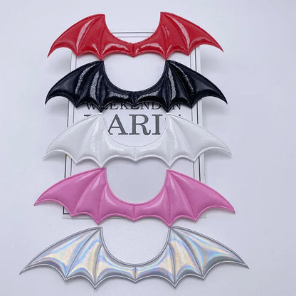 15Pcs/Lot 14.5*4CM Leather Fabric Demon Bat Wings Padded Appliques For DIY Halloween Costume Vampire Hair Clip Decoration Patch
