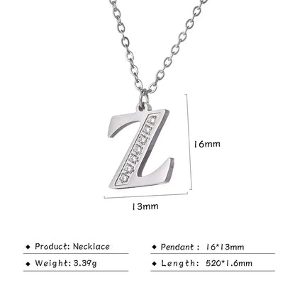 My Shape Letter A-Z Clear Zircon Stainless Steel Necklace for Girls Women Necklaces Alphabet Initials Pendant Choker Jewelry