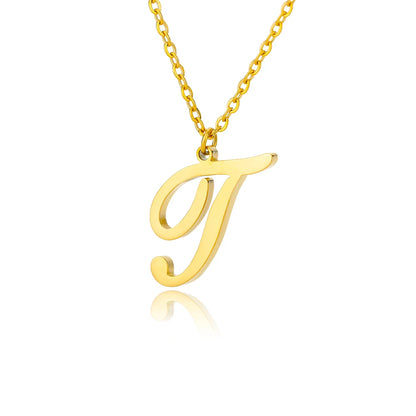 Dainty Initial Letter Necklaces For Women Gold Color Minimalist Stainless Steel Initial Necklace Femme Wedding Jewelry Gift