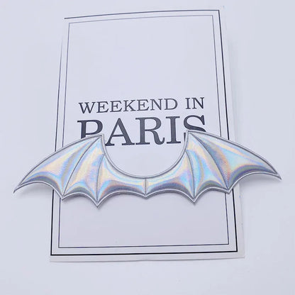 15Pcs/Lot 14.5*4CM Leather Fabric Demon Bat Wings Padded Appliques For DIY Halloween Costume Vampire Hair Clip Decoration Patch