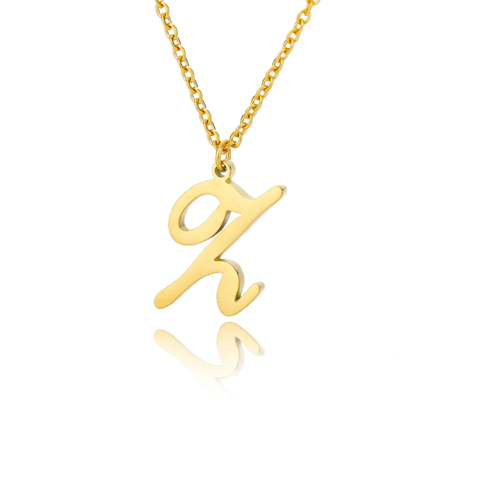 Dainty Initial Letter Necklaces For Women Gold Color Minimalist Stainless Steel Initial Necklace Femme Wedding Jewelry Gift
