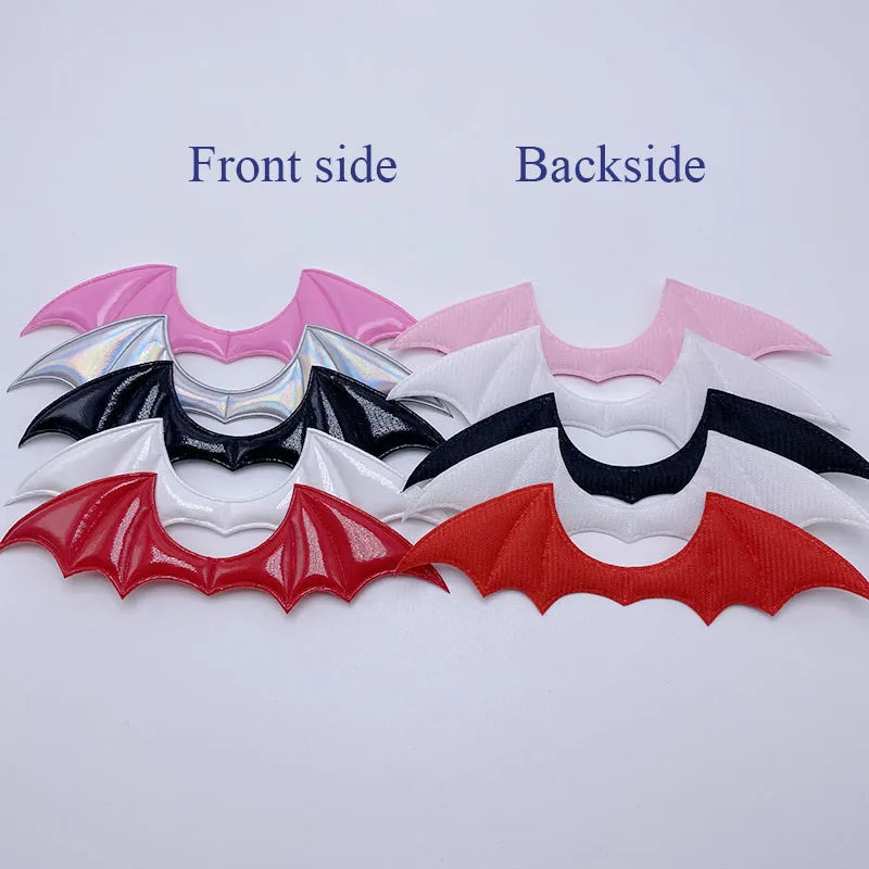 15Pcs/Lot 14.5*4CM Leather Fabric Demon Bat Wings Padded Appliques For DIY Halloween Costume Vampire Hair Clip Decoration Patch