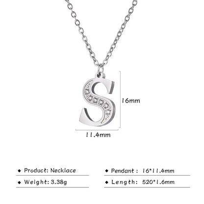 My Shape Letter A-Z Clear Zircon Stainless Steel Necklace for Girls Women Necklaces Alphabet Initials Pendant Choker Jewelry