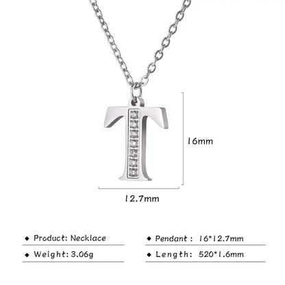 My Shape Letter A-Z Clear Zircon Stainless Steel Necklace for Girls Women Necklaces Alphabet Initials Pendant Choker Jewelry