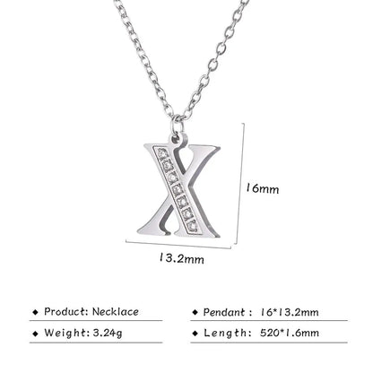 My Shape Letter A-Z Clear Zircon Stainless Steel Necklace for Girls Women Necklaces Alphabet Initials Pendant Choker Jewelry