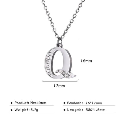 My Shape Letter A-Z Clear Zircon Stainless Steel Necklace for Girls Women Necklaces Alphabet Initials Pendant Choker Jewelry