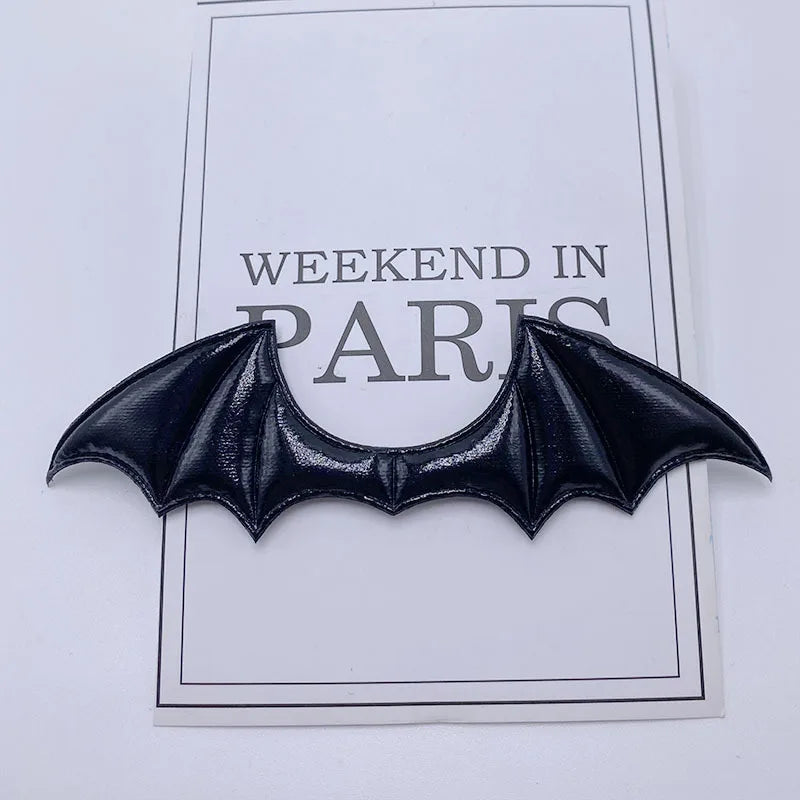 15Pcs/Lot 14.5*4CM Leather Fabric Demon Bat Wings Padded Appliques For DIY Halloween Costume Vampire Hair Clip Decoration Patch