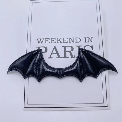 15Pcs/Lot 14.5*4CM Leather Fabric Demon Bat Wings Padded Appliques For DIY Halloween Costume Vampire Hair Clip Decoration Patch