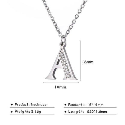 My Shape Letter A-Z Clear Zircon Stainless Steel Necklace for Girls Women Necklaces Alphabet Initials Pendant Choker Jewelry