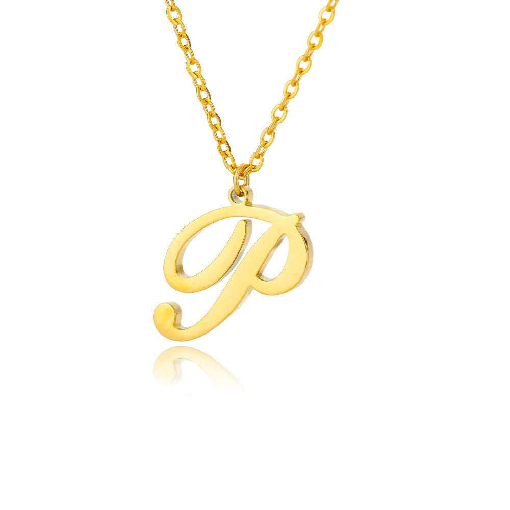 Dainty Initial Letter Necklaces For Women Gold Color Minimalist Stainless Steel Initial Necklace Femme Wedding Jewelry Gift