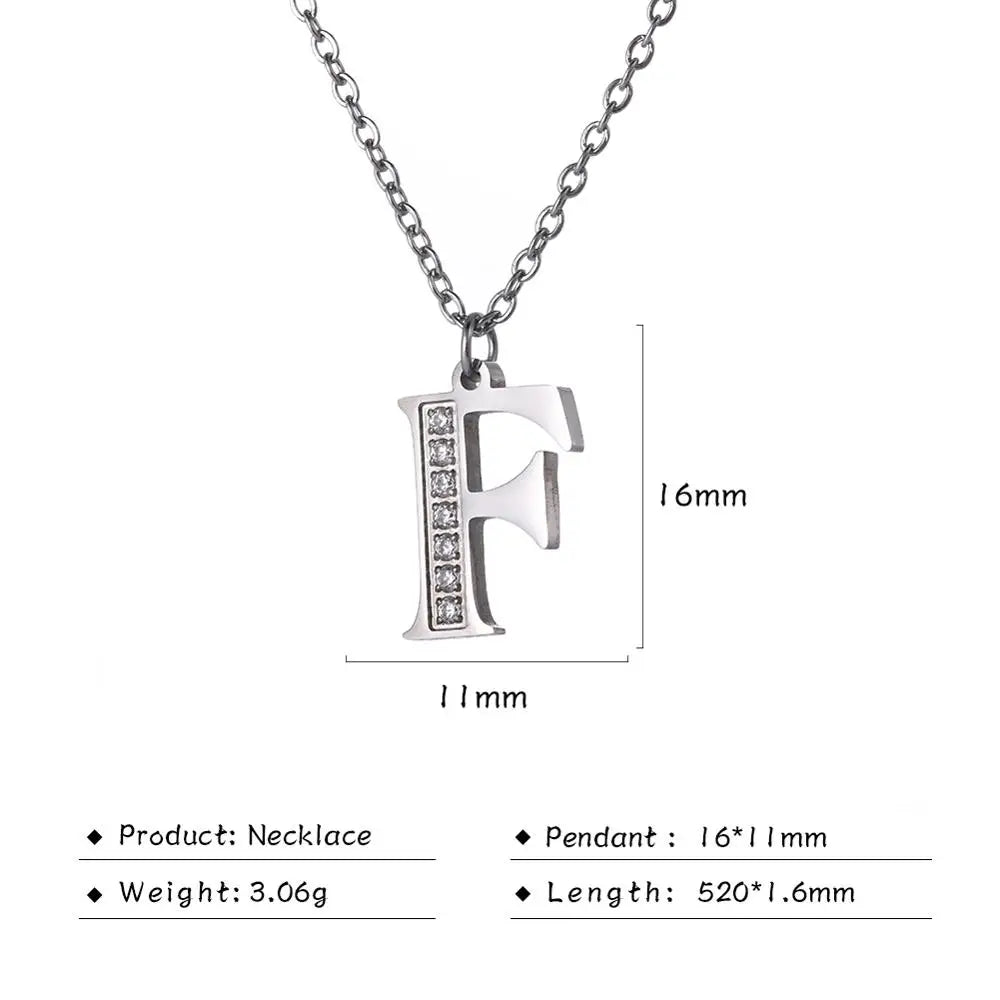 My Shape Letter A-Z Clear Zircon Stainless Steel Necklace for Girls Women Necklaces Alphabet Initials Pendant Choker Jewelry
