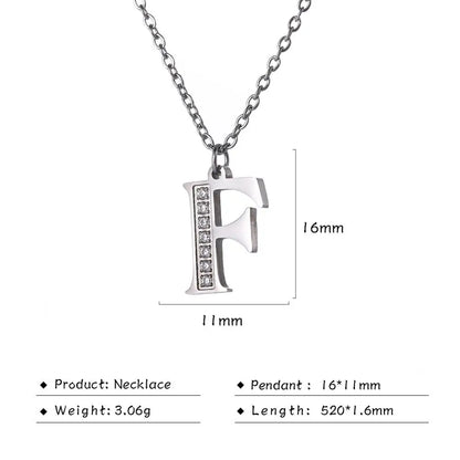 My Shape Letter A-Z Clear Zircon Stainless Steel Necklace for Girls Women Necklaces Alphabet Initials Pendant Choker Jewelry