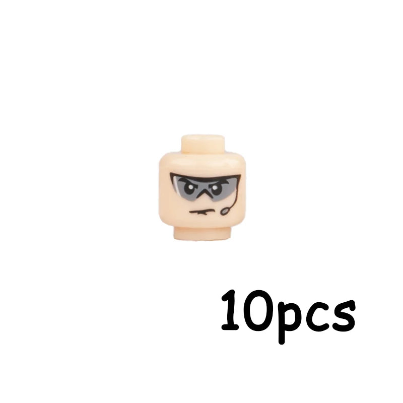 WW2 Military Army Soldier Figures Face Heads Building Blocks City Halloween Accessory Modern SWAT Minifigs Skull Parts Brick Toy