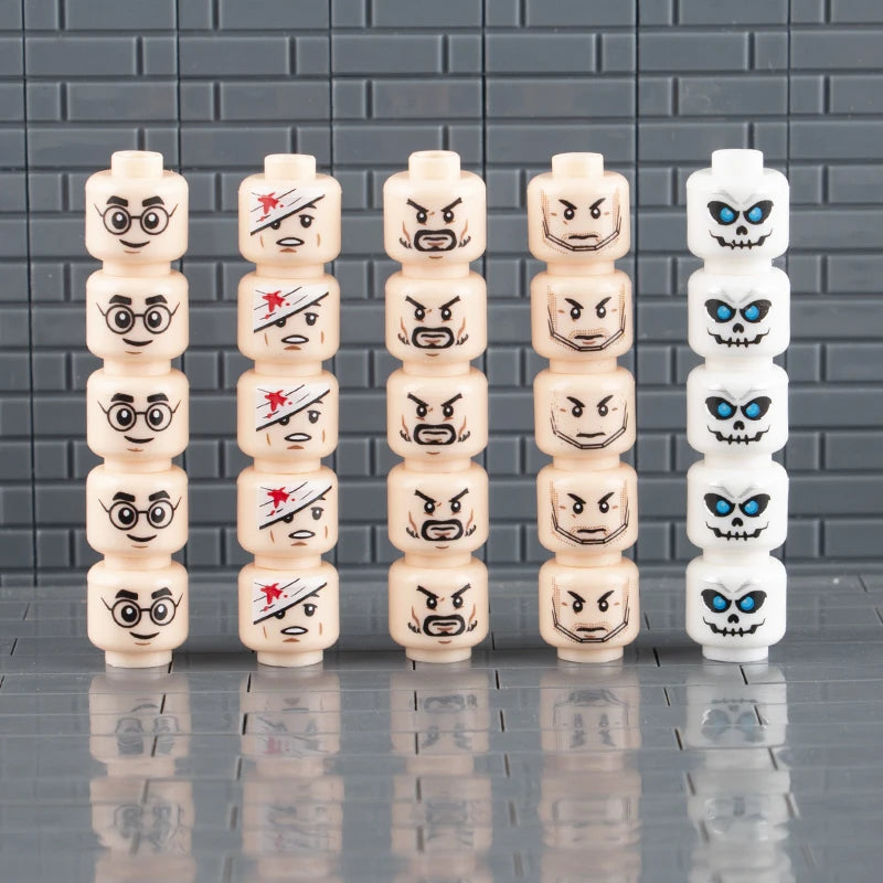 WW2 Military Army Soldier Figures Face Heads Building Blocks City Halloween Accessory Modern SWAT Minifigs Skull Parts Brick Toy