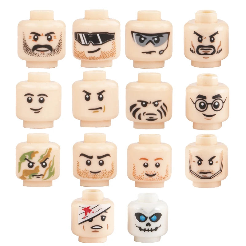 WW2 Military Army Soldier Figures Face Heads Building Blocks City Halloween Accessory Modern SWAT Minifigs Skull Parts Brick Toy