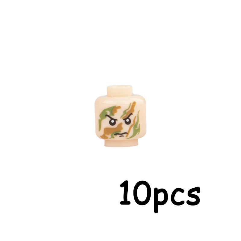 WW2 Military Army Soldier Figures Face Heads Building Blocks City Halloween Accessory Modern SWAT Minifigs Skull Parts Brick Toy