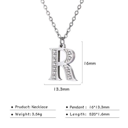 My Shape Letter A-Z Clear Zircon Stainless Steel Necklace for Girls Women Necklaces Alphabet Initials Pendant Choker Jewelry