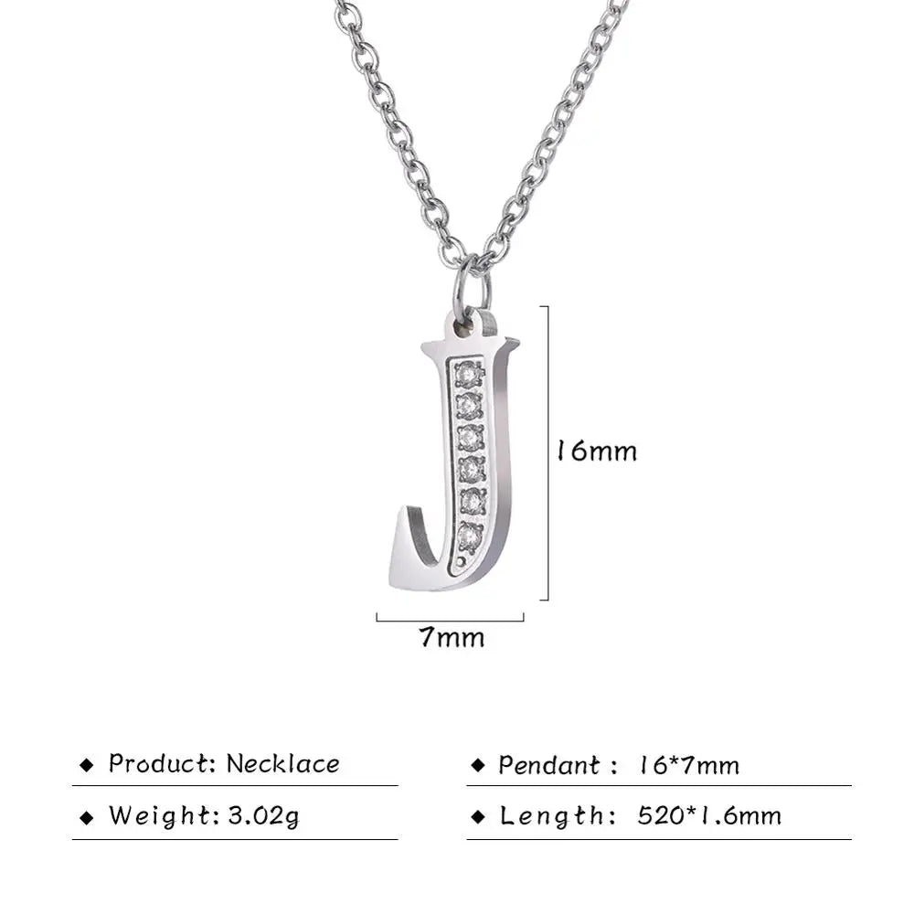 My Shape Letter A-Z Clear Zircon Stainless Steel Necklace for Girls Women Necklaces Alphabet Initials Pendant Choker Jewelry