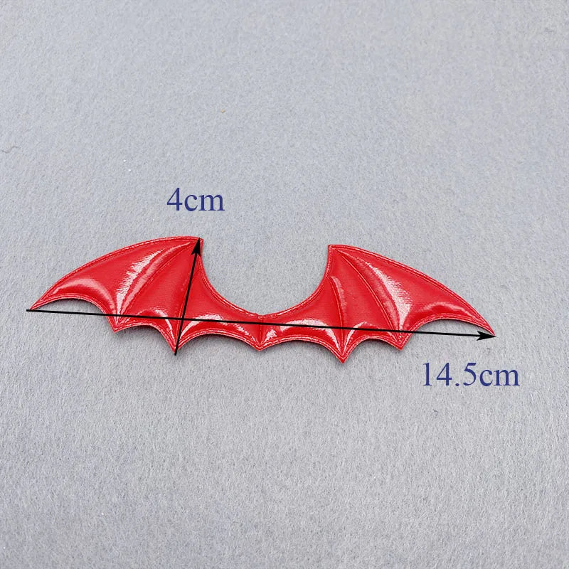 15Pcs/Lot 14.5*4CM Leather Fabric Demon Bat Wings Padded Appliques For DIY Halloween Costume Vampire Hair Clip Decoration Patch