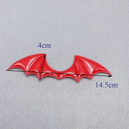 15Pcs/Lot 14.5*4CM Leather Fabric Demon Bat Wings Padded Appliques For DIY Halloween Costume Vampire Hair Clip Decoration Patch