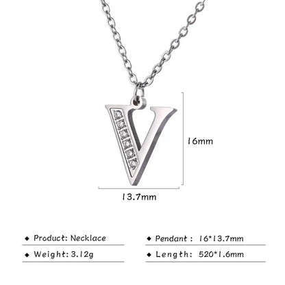 My Shape Letter A-Z Clear Zircon Stainless Steel Necklace for Girls Women Necklaces Alphabet Initials Pendant Choker Jewelry