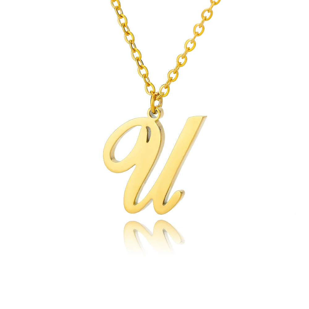 Dainty Initial Letter Necklaces For Women Gold Color Minimalist Stainless Steel Initial Necklace Femme Wedding Jewelry Gift