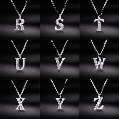 My Shape Letter A-Z Clear Zircon Stainless Steel Necklace for Girls Women Necklaces Alphabet Initials Pendant Choker Jewelry