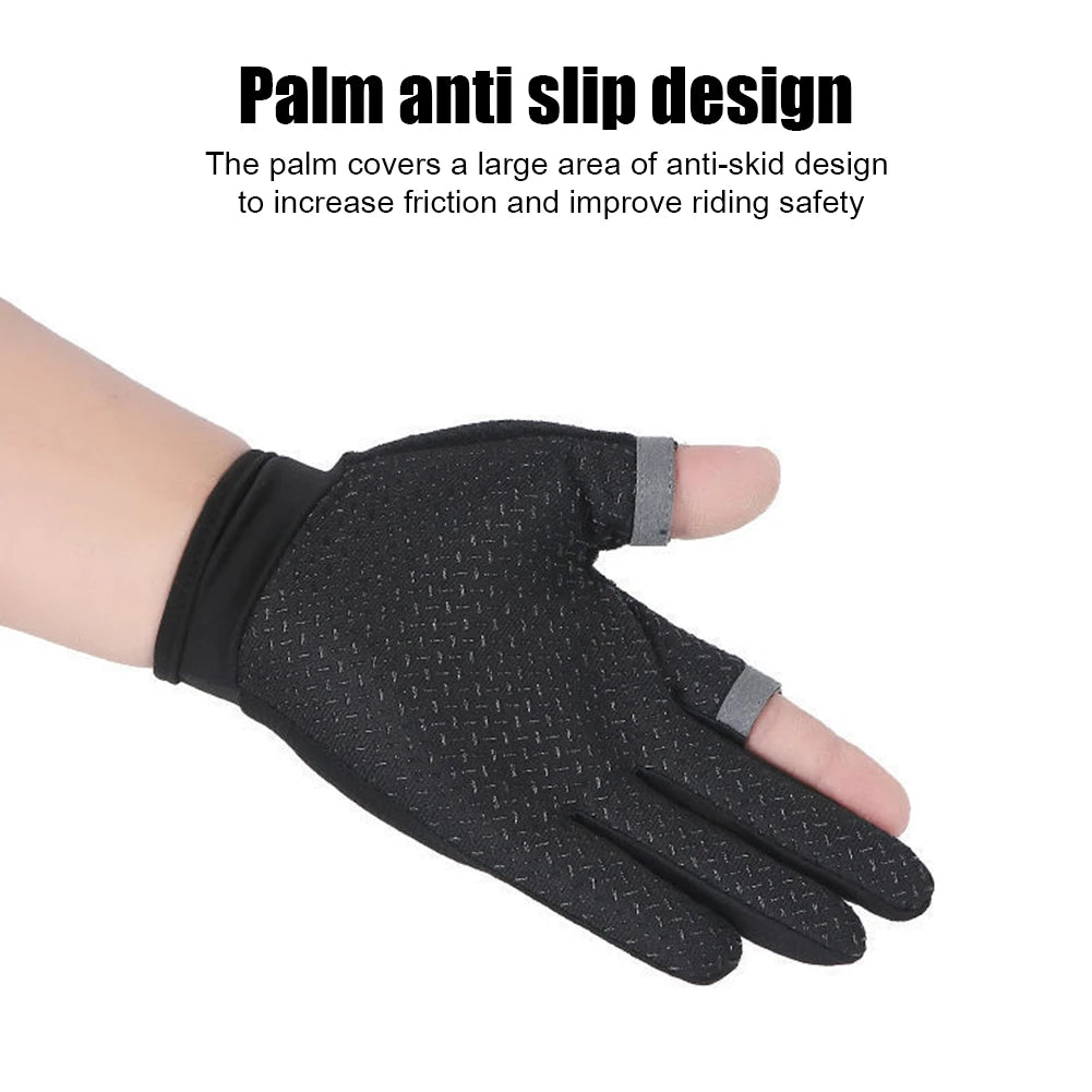 Summer Men Fishing Gloves Women Two Finger Cut Male Touchscreen Angling Anti-Slip Sun-Proof Breathable Cycling Fitness Gloves