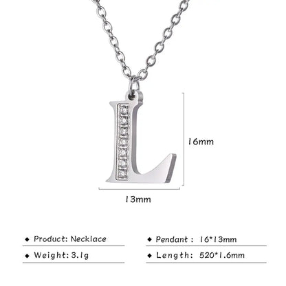 My Shape Letter A-Z Clear Zircon Stainless Steel Necklace for Girls Women Necklaces Alphabet Initials Pendant Choker Jewelry