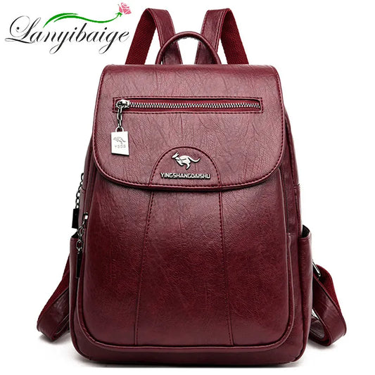 Simple Style Women PU Leather Backpack Women Famous Brand School Backpacks For Girls Daypacks Ladys Backpack Mochila Feminina
