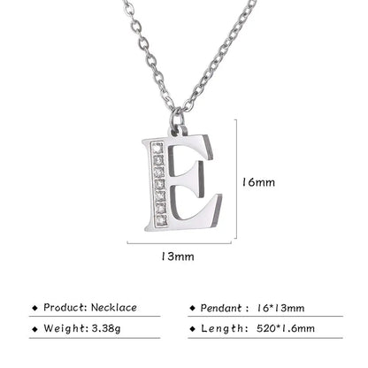 My Shape Letter A-Z Clear Zircon Stainless Steel Necklace for Girls Women Necklaces Alphabet Initials Pendant Choker Jewelry