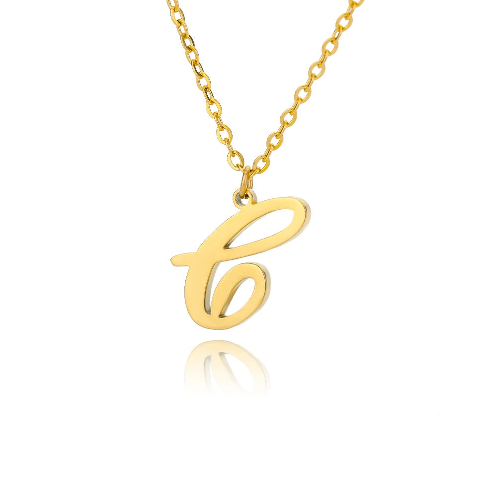 Dainty Initial Letter Necklaces For Women Gold Color Minimalist Stainless Steel Initial Necklace Femme Wedding Jewelry Gift