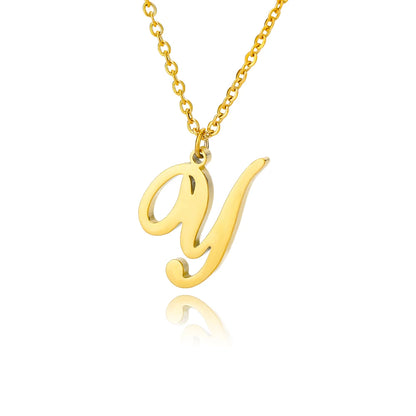 Dainty Initial Letter Necklaces For Women Gold Color Minimalist Stainless Steel Initial Necklace Femme Wedding Jewelry Gift