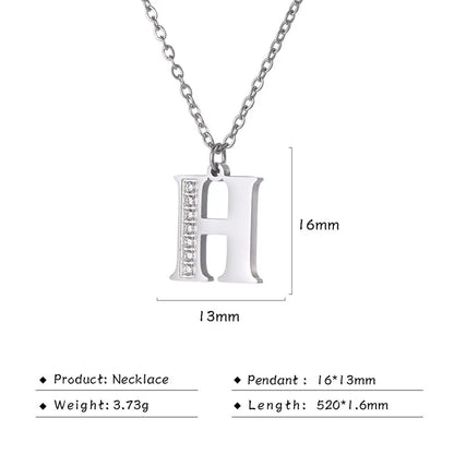 My Shape Letter A-Z Clear Zircon Stainless Steel Necklace for Girls Women Necklaces Alphabet Initials Pendant Choker Jewelry