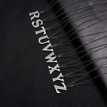 My Shape Letter A-Z Clear Zircon Stainless Steel Necklace for Girls Women Necklaces Alphabet Initials Pendant Choker Jewelry