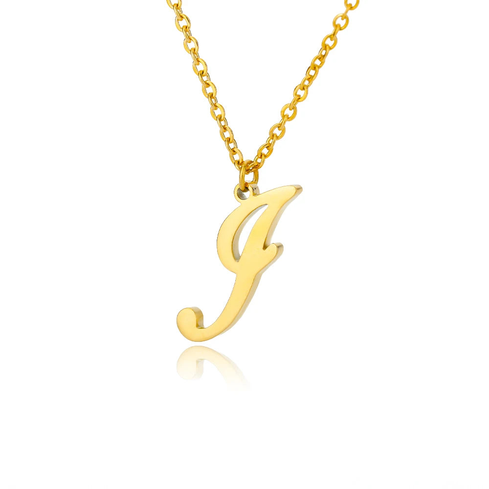 Dainty Initial Letter Necklaces For Women Gold Color Minimalist Stainless Steel Initial Necklace Femme Wedding Jewelry Gift