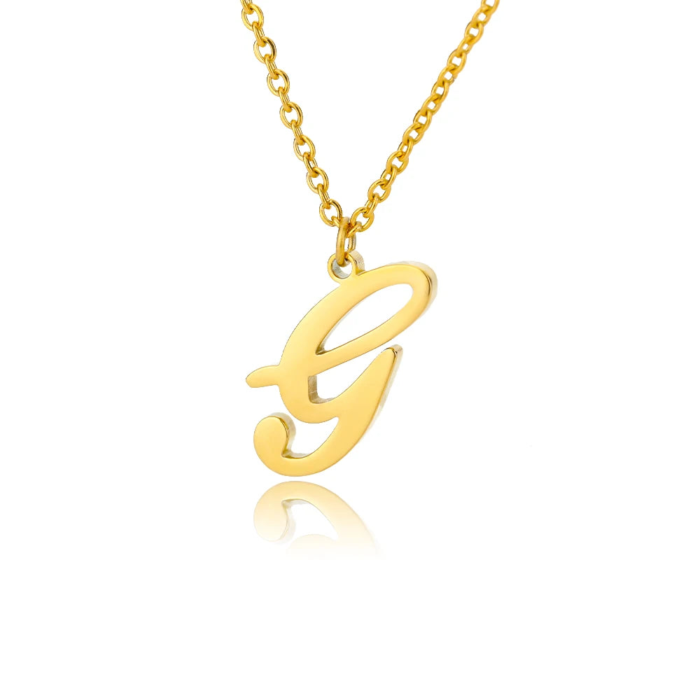 Dainty Initial Letter Necklaces For Women Gold Color Minimalist Stainless Steel Initial Necklace Femme Wedding Jewelry Gift