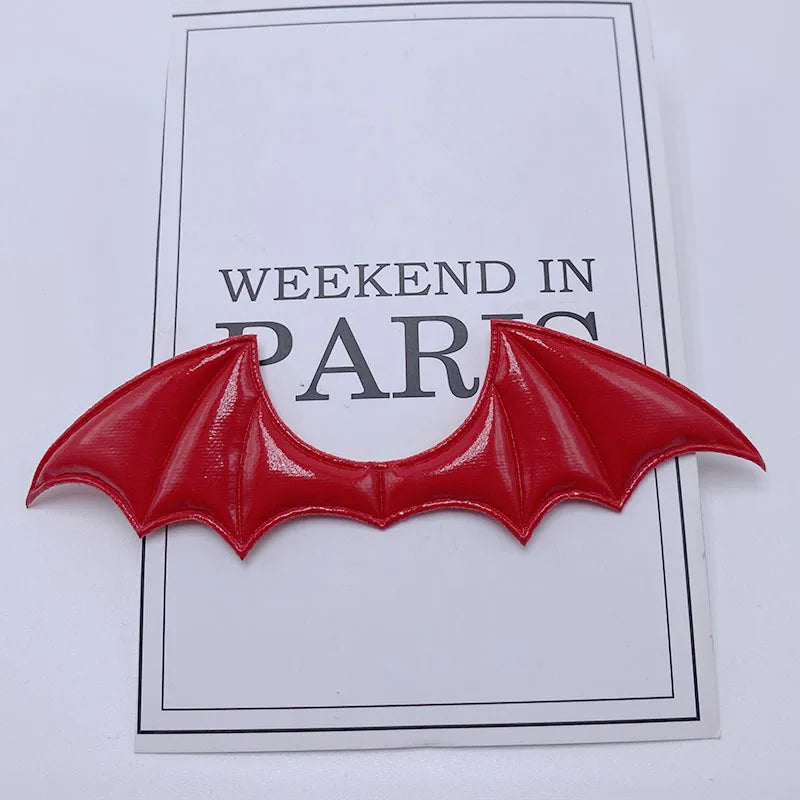 15Pcs/Lot 14.5*4CM Leather Fabric Demon Bat Wings Padded Appliques For DIY Halloween Costume Vampire Hair Clip Decoration Patch