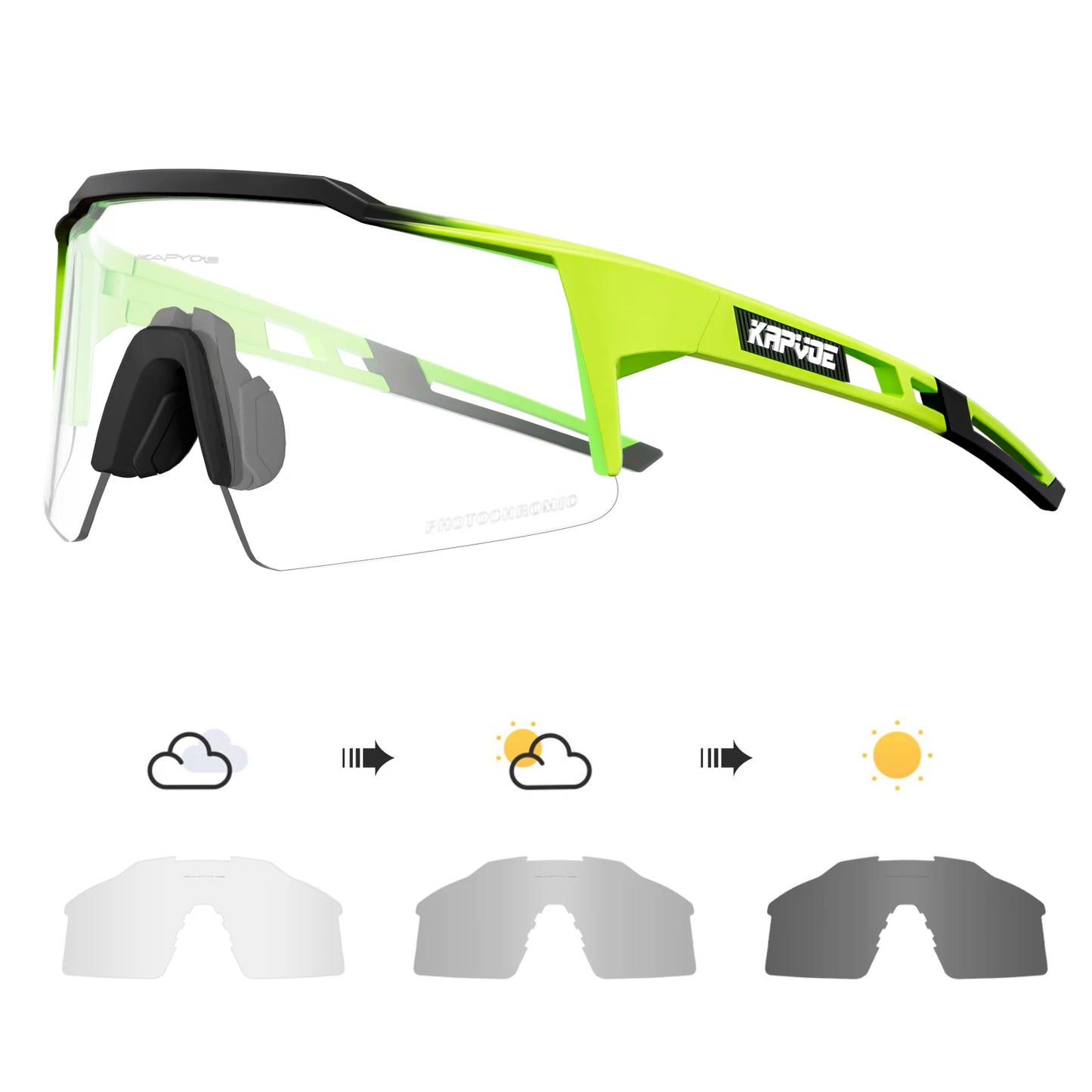 Kapvoe Photochromic Cycling Sunglasses for Men Women Bike Glasses Riding Driving UV400 Mountain Bicycle Goggles Eyewear Sports
