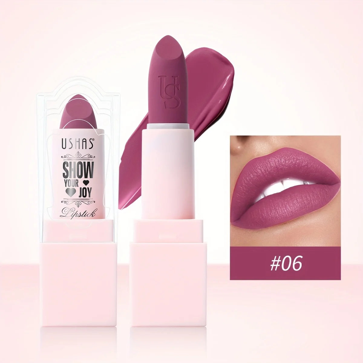 USHAS Purple Matte Lipstick Long Lasting Waterproof 6 Color Lipsticks Sexy Nude Velvet Halloween Brown Moisturizing Lip Makeup
